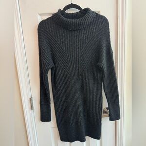 TAHARI Cotton Blend Ribbed Foldover Neck Sweater Dress Size Small